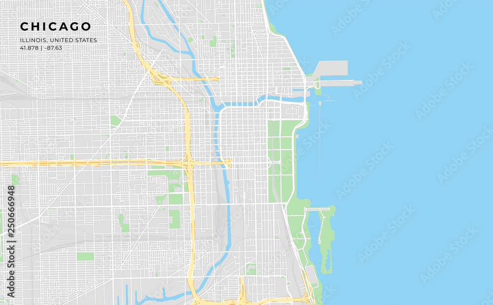 Sticker printable street map of chicago, illinois