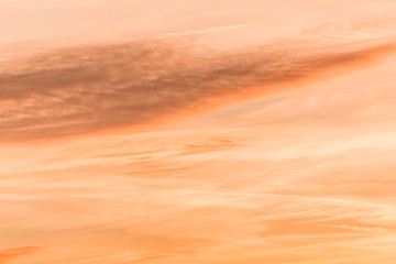 Colorful sunset sky. Bright orange. Copy space. Place for text and design