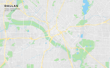 Fototapeta na wymiar Printable street map of Dallas, Texas