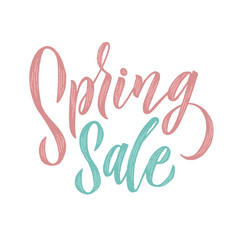 Spring. Trendy script lettering design Spring Sale. - Vector illustration