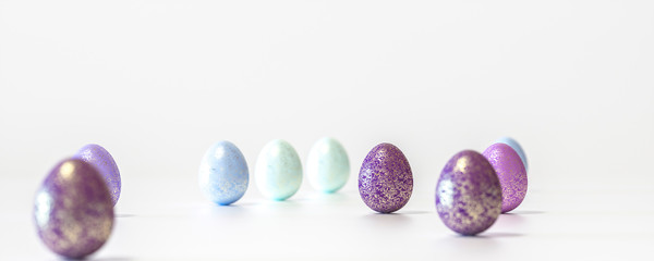 Decorated Easter eggs on white background