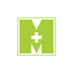 letter m medical simple geometric square logo