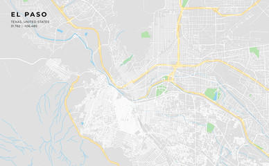 Printable street map of El Paso, Texas