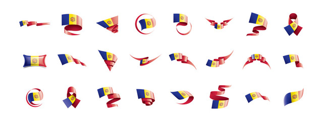 Fototapeta na wymiar Andora flag, vector illustration on a white background