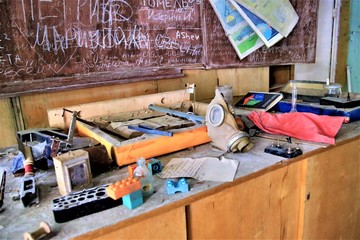 Fototapeta na wymiar Pripyat School physics room