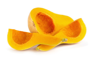 butternut squash slice isolated over white background