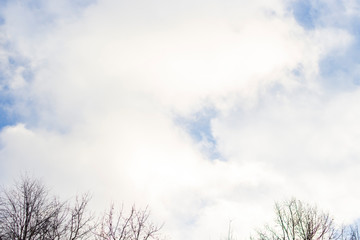 Blue sky with clouds. Copy space. Place for text