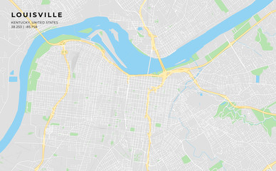 Printable street map of Louisville, Kentucky