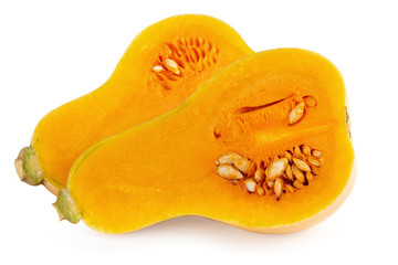 butternut squash slice isolated over white background