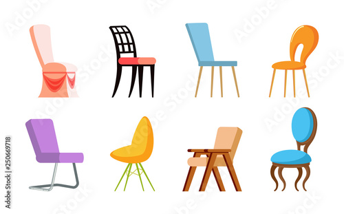Chairs With Back Side And Front View Wood And Metal
