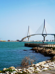 Fototapeta premium Puente de la Constitucion, called La Pepa, in the bay of Cadiz, Andalusia. Spain. Europe