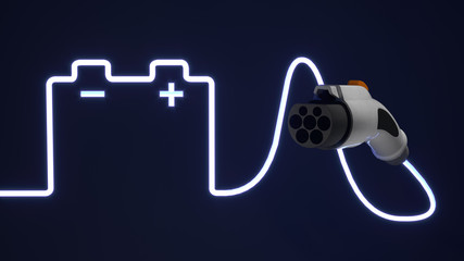  Ladestecker für Elektroauto in Form einer Batterie