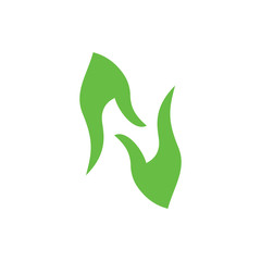 Naklejka premium abstract letter n hand palm care green leaf design logo vector