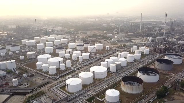 Aerial photographs of oil refineries, refinery plants, refinery industry power investment business concept