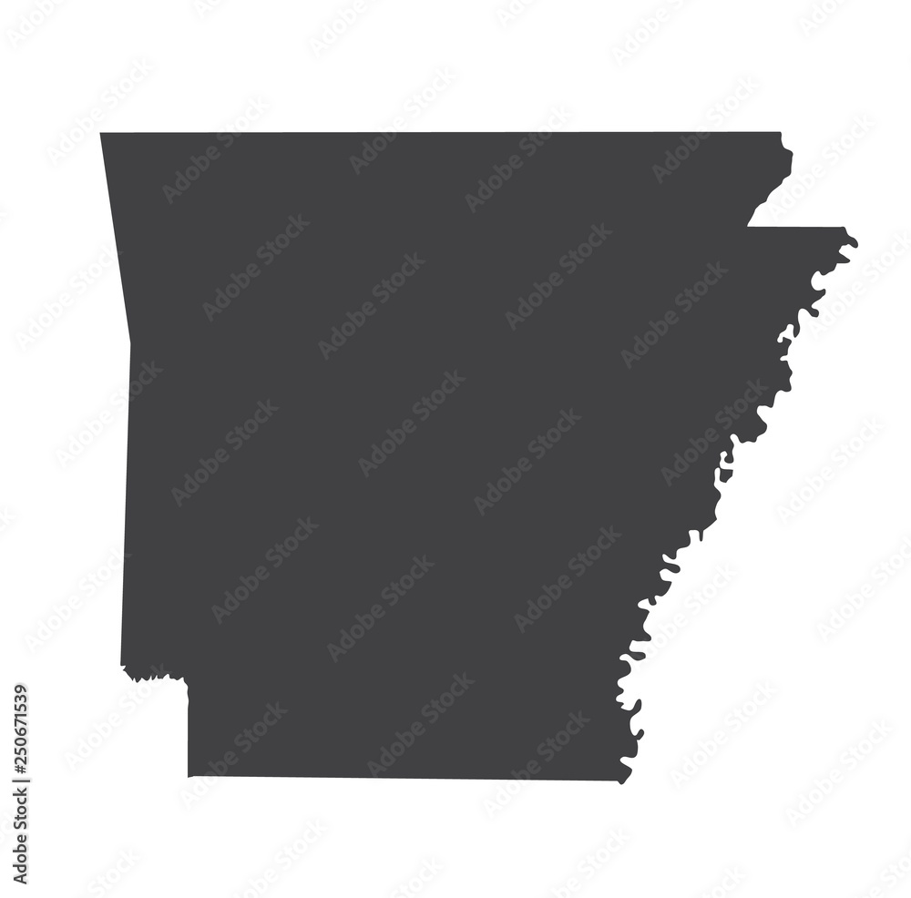 Wall mural vector arkansas map silhouette. isolated vector illustration. black on white background.