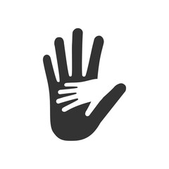 Hand, charity, caring, icon. Vector illustration, flat design.