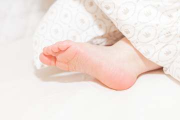baby feet under the blanket