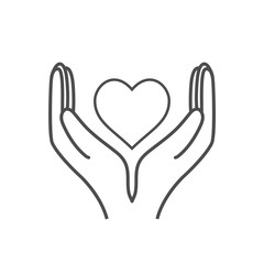 Heart in hand, charity icon. Vector illustration, flat design.