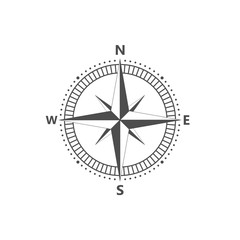 Compass rose, navigition icon. Vector illustration, flat design.