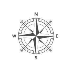 Compass rose, navigition icon. Vector illustration, flat design.
