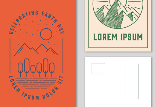 Illustrated Earth Day Postcard Layouts