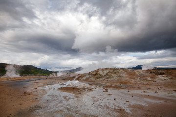 Steaming mud Hverir geothermal area Namafjall Myvatn Northeastern Iceland Scandinavia