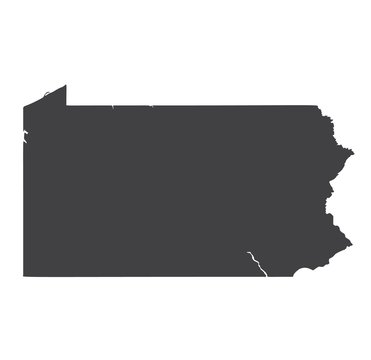 recommend clip art: Vector Pennsylvania Map silhouette. Isolated vector Illustration. Black on White background.