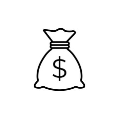 Money bag line icon, logo isolated on white background