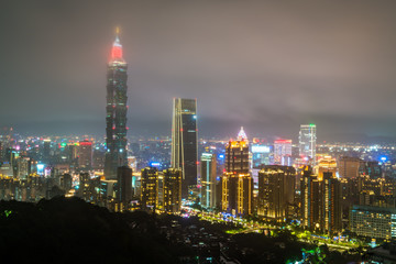 Fototapeta na wymiar Taipei skyline at night. Taiwan, the Republic of China