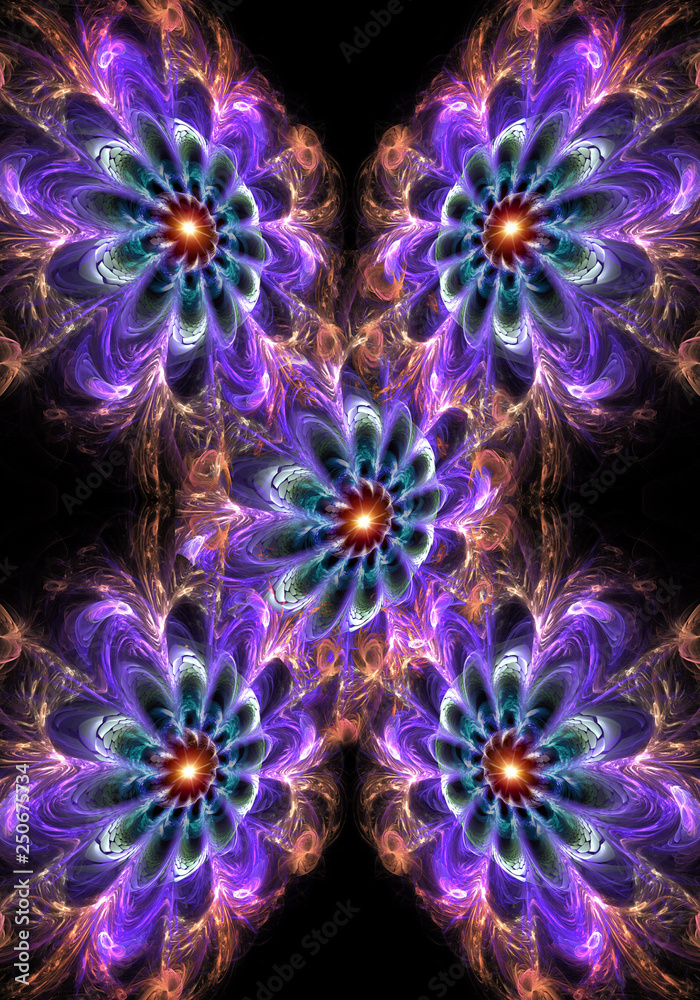 Canvas Prints artistic beautiful multicolored 3d computer generated illustration of fractal roses artwork
