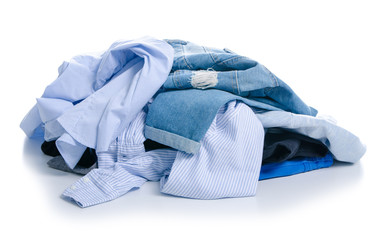A pile of clothes on a white background. Isolation