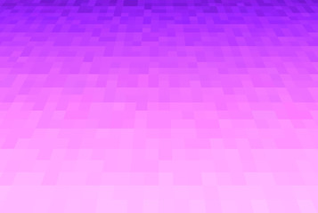 Abstract violet and pink gradient background. Texture with pixel square blocks. Mosaic pattern. Plane in perspective