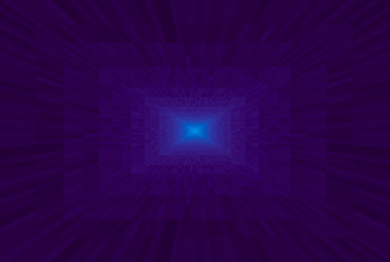 Abstract purple and blue gradient. Texture with rectangular blocks in perspective. Mosaic pattern Light at the end of the tunnel