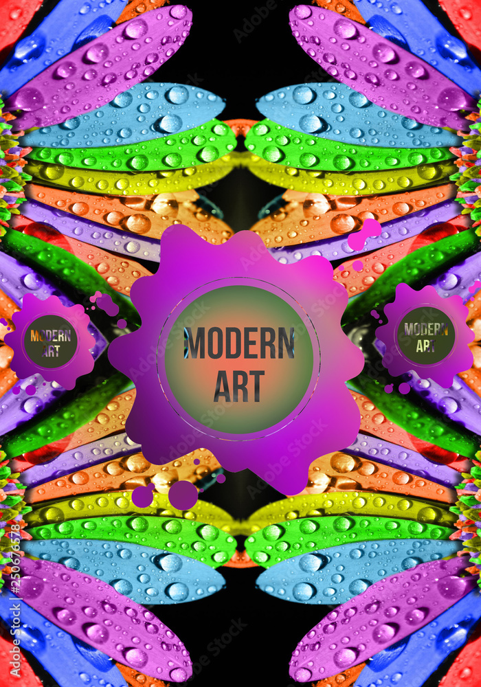 Poster artistic 3d computer generated illustration of multicolored abstract smooth fractals artwork backgro