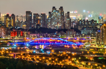 Night view of New Taipei City at Bitan, Taiwan