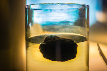 Pumice stone is floating on the water. Pumice has an average porosity of 90%, and initially floats...