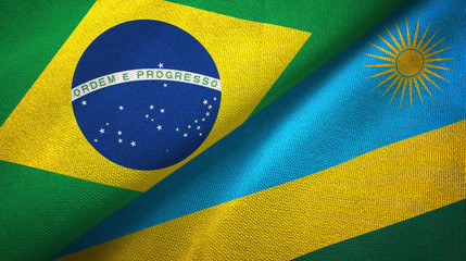 Brazil and Rwanda two flags textile cloth, fabric texture