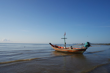 Fototapeta premium Boats Parking on the beach in Chumphon, Thailand