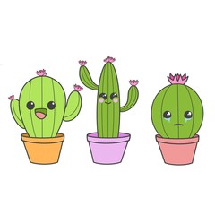 Tres cactus kawaii