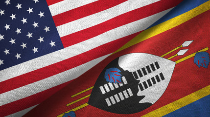 United States and Eswatini Swaziland two flags textile cloth