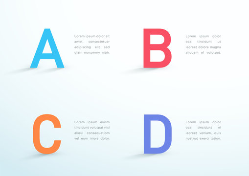 A B C D Letters Four Step Business Vector Infographic - Powered by Adobe