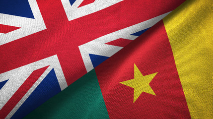 United Kingdom and Cameroon two flags textile cloth, fabric texture