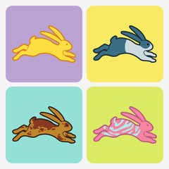 Jumping rabbit icons