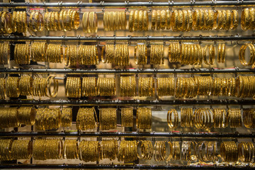 Window display in the gold souk of the Deira, Dubai