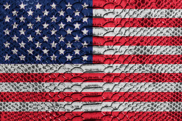 US flag on reptile skin