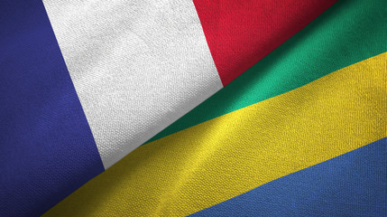 France and Gabon two flags textile cloth, fabric texture