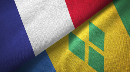 France and Saint Vincent and the Grenadines two flags textile cloth, fabric texture