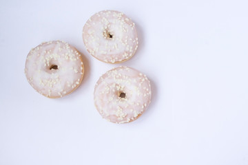 Donuts on the white background.