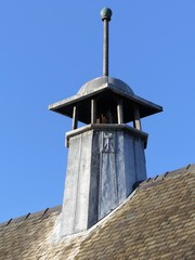 Tower of the Free Church (Baptist), Hillside Road, Chorleywood, UK. This metal tower is part of Art Nouveau church built in 1905 and designed Herbert G. Ibberson.