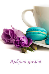 Cake macaron or macaroon isolated on white